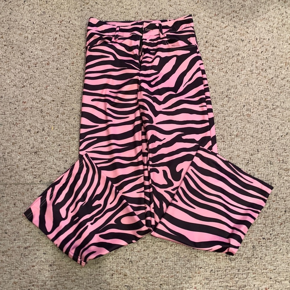 Pink and Black Zebra Flare Pants